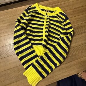 Princess Vera Wang Yellow and Black Striped Zip-Up Sweater